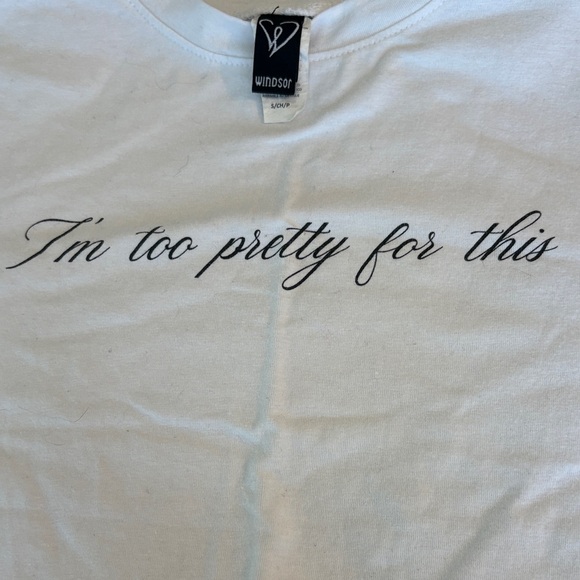 Windsor White Crop Top with Black Text - Picture 2 of 2